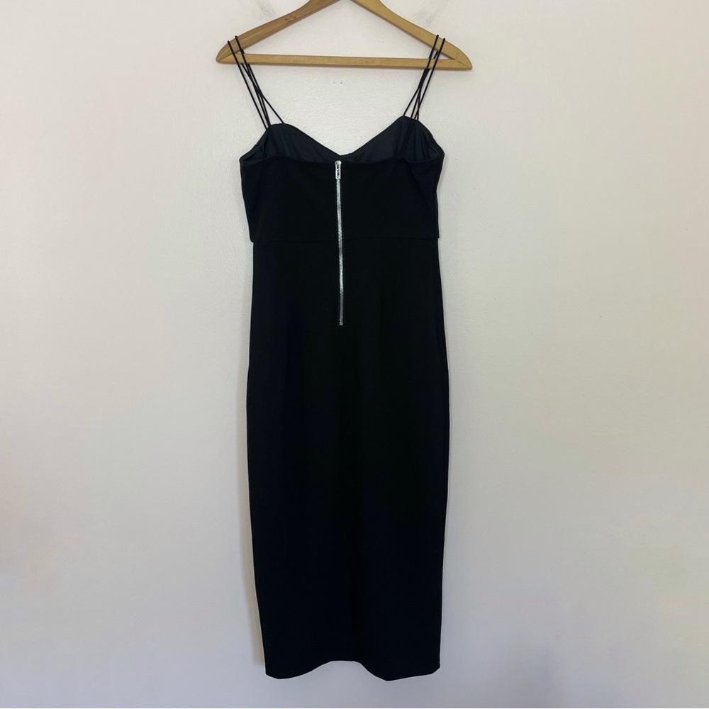 Hello Molly Black Double Strap Side Slit Sleeveless Midi Dress Size 8 - Picture 2 of 4